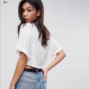 ASOS DESIGN Tie Front Shirt in Crinkle NWT